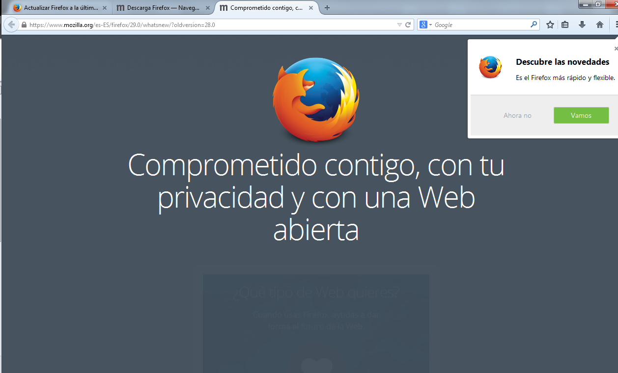 Actualizar Mozilla Firefox Novedades